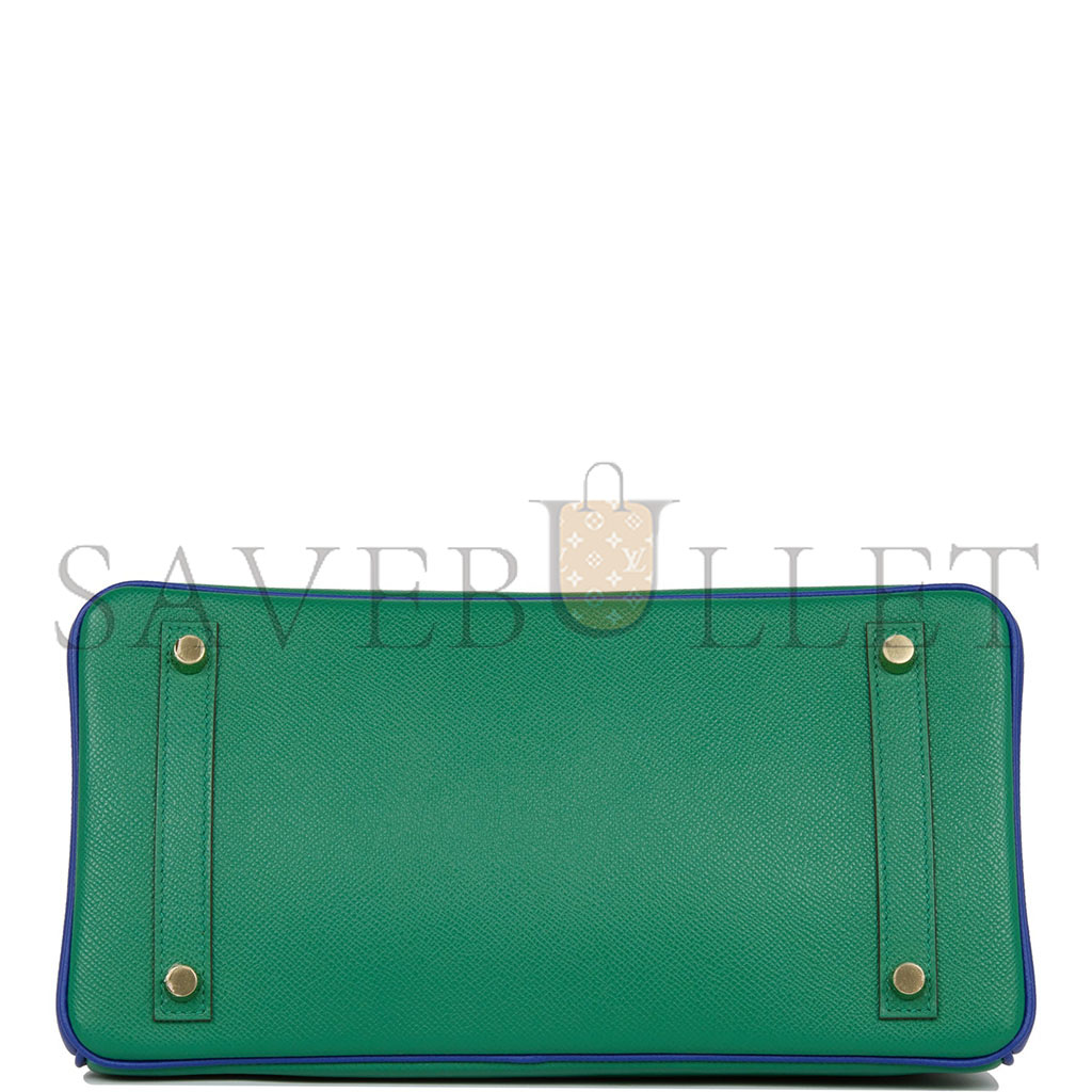 H**mes birkin 35 epsom malachite green and aqua blue bag h028368ck6z (25*20*13cm)